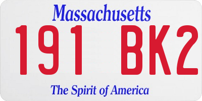 MA license plate 191BK2