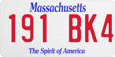 MA license plate 191BK4