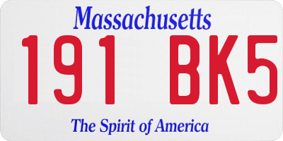 MA license plate 191BK5