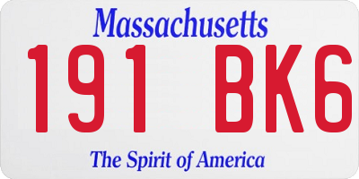 MA license plate 191BK6