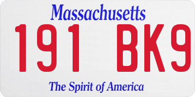 MA license plate 191BK9