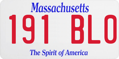 MA license plate 191BL0