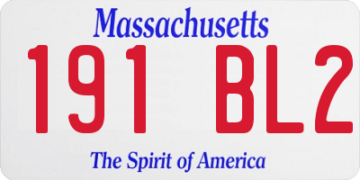 MA license plate 191BL2