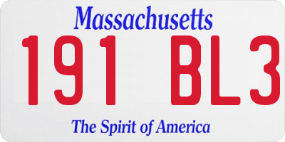 MA license plate 191BL3
