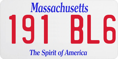 MA license plate 191BL6