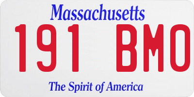 MA license plate 191BM0