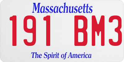 MA license plate 191BM3