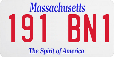 MA license plate 191BN1