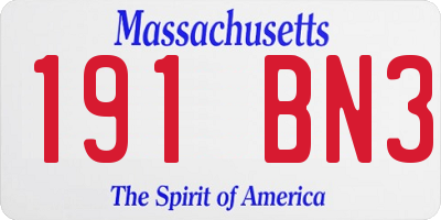 MA license plate 191BN3