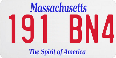 MA license plate 191BN4