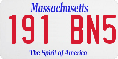 MA license plate 191BN5