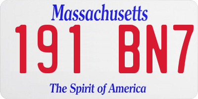 MA license plate 191BN7