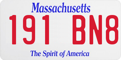 MA license plate 191BN8