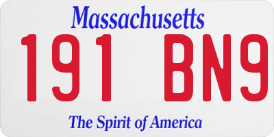 MA license plate 191BN9