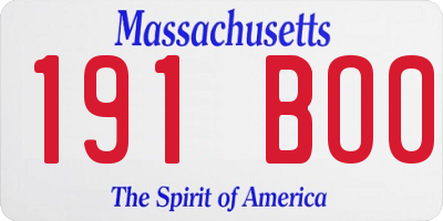 MA license plate 191BO0