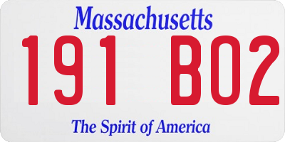 MA license plate 191BO2