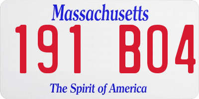 MA license plate 191BO4