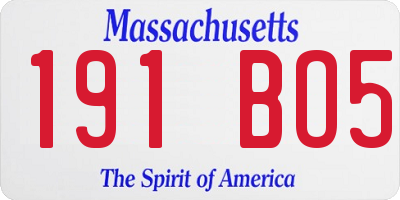 MA license plate 191BO5