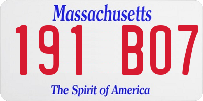 MA license plate 191BO7