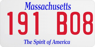 MA license plate 191BO8