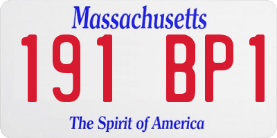 MA license plate 191BP1
