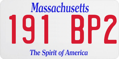 MA license plate 191BP2