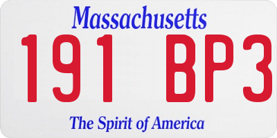 MA license plate 191BP3