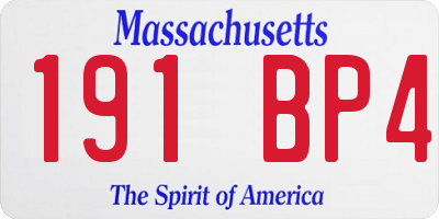 MA license plate 191BP4