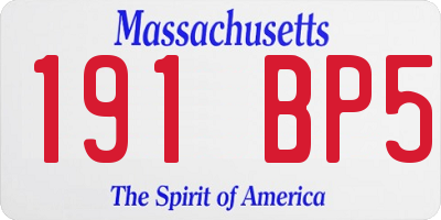MA license plate 191BP5