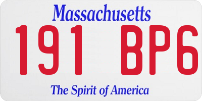MA license plate 191BP6