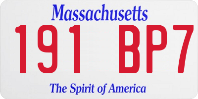 MA license plate 191BP7