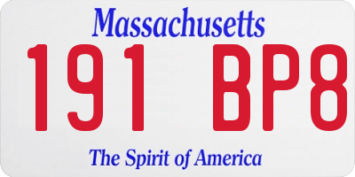 MA license plate 191BP8