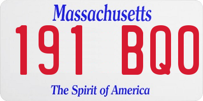 MA license plate 191BQ0