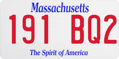 MA license plate 191BQ2