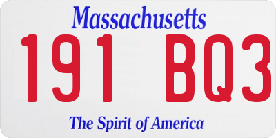 MA license plate 191BQ3