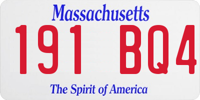 MA license plate 191BQ4