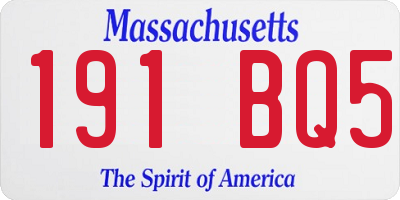 MA license plate 191BQ5