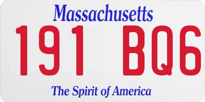 MA license plate 191BQ6