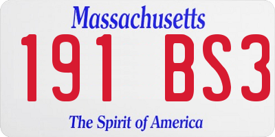 MA license plate 191BS3