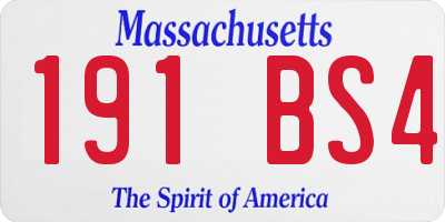 MA license plate 191BS4