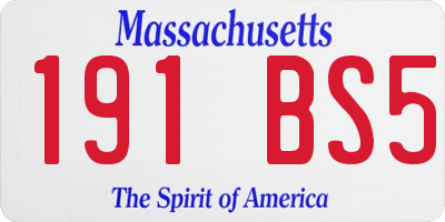 MA license plate 191BS5