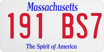 MA license plate 191BS7