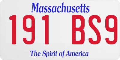 MA license plate 191BS9