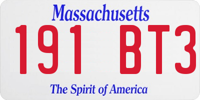 MA license plate 191BT3