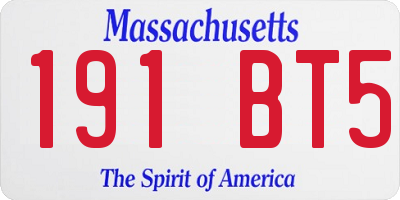 MA license plate 191BT5