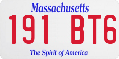 MA license plate 191BT6