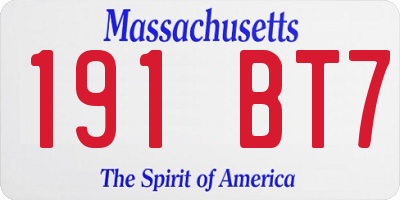 MA license plate 191BT7