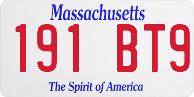 MA license plate 191BT9