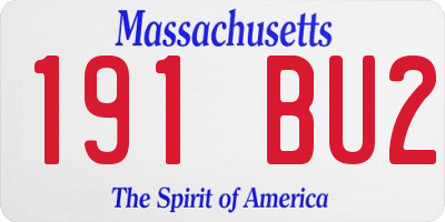 MA license plate 191BU2