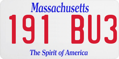 MA license plate 191BU3